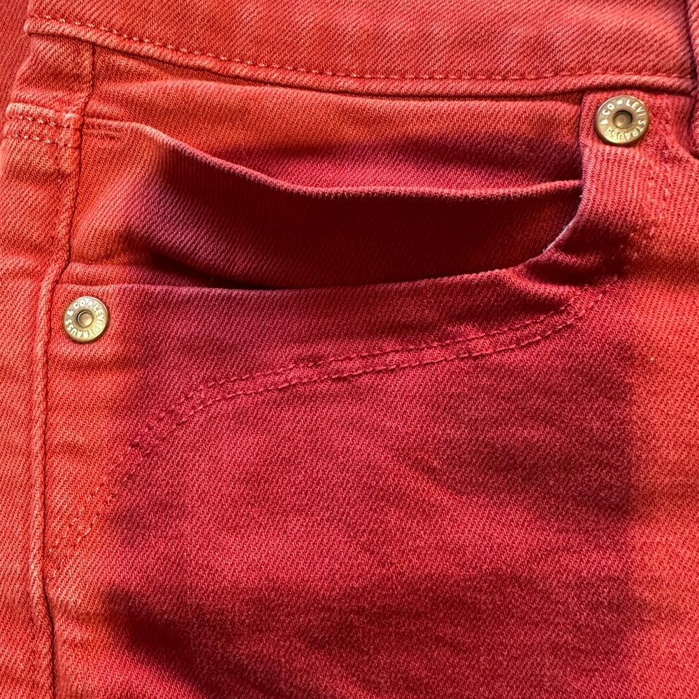 Levi's Red Jeans with Pocket Flaps on Rear Vintage Style, Skinny Leg